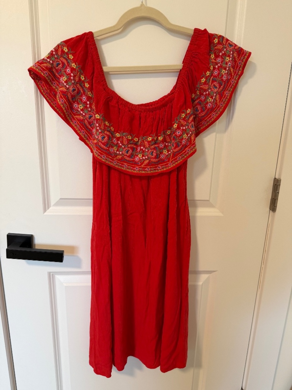 Spanish Red Embroidery Dress Women, Size M